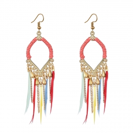 Bohemian long silk fringe fringe earrings european and american fashion personality earrings earrings