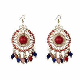 Bohemian new earrings, retro round exaggerated tassel earrings, foreign trade hot selling fashion personalized earrings