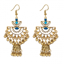 Indian ethnic fan-shaped birdcage bell earrings wholesale in stock