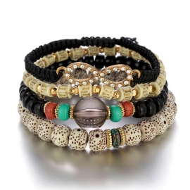 European and american foreign trade jewelry rice bead bodhi beaded multi-layer bracelet female handmade bohemian woven elastic bracelet