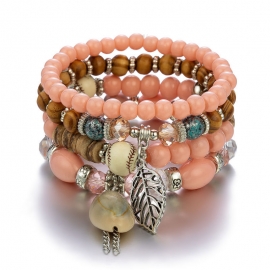 Bohemian bracelet beach wind shell tassel multi-layer bracelet set wooden beads crystal coconut shell multi-string jewelry women