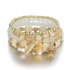 Manufacturers new handmade beaded multi-layer bracelets european and american small and fresh letter peach heart bracelets womens foreign trade jewelry