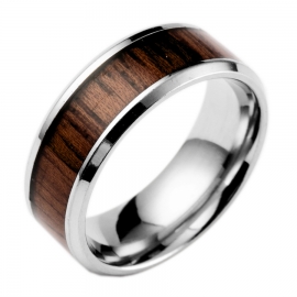 European and american popular wedding rings inlaid teak titanium steel ring stainless steel jewelry