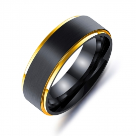 Titanium steel ring, european and american mens high-end jewelry, colorful black gold lasha plating ring