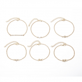 European and american cross-border jewelry, personalized fashion geometric diamond jewelry, simple zircon pearl temperament leaf bracelet women