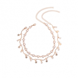 European and american cross-border jewelry fashion simple all-match crystal necklace crystal star tassel womens necklace