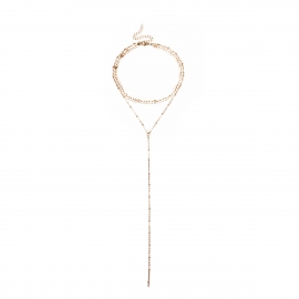 European and american cross-border jewelry, simple and versatile street photography items, one-word tassel copper beads multilayer creative clavicle necklace