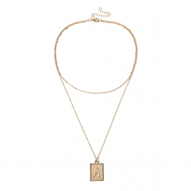 European and american cross-border jewelry, personalized long sweater item, simple double layer a letter tag embossed necklace