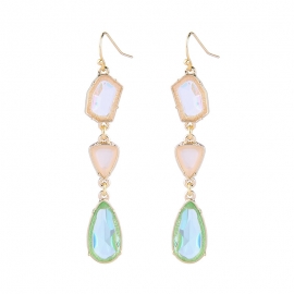 Fresh alloy gemstone crystal drop ladies earrings simple and versatile european and american fashion cross-border jewelry