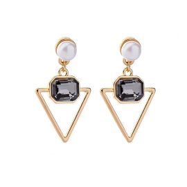 Simple crystal geometric triangle earrings feminine european and american fashion all-match earrings