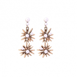 Long alloy electroplated pearl star earrings earrings female european and american retro style fashion earrings