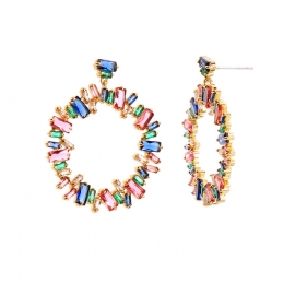 925 silver needle geometric colorful diamond ring earrings earrings female korean fashion cute earrings