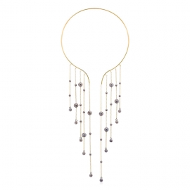 European and american fashion trend jewelry wholesale alloy black pearl tassel collar personality exaggerated necklace female hair