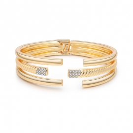 European and american fashion ladies bracelet gold-plated three-layer round smooth bracelet ribbed diamond bracelet foreign trade explosion