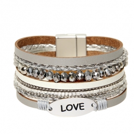 Foreign trade supply bohemian style genuine leather crystal bead bracelet christmas gift jewelry