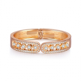 European and american cross-border jewelry retro hollow diamond-studded gold-plated bracelet kc gold simple alloy minimalist all-match bracelet