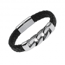 High-quality sheepskin mens bracelets, high-end colorless die-casting stainless steel cuban chain accessories bracelet