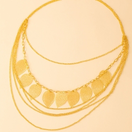 European and american cross-border hot-selling jewelry fashion exaggerated leaf pendant chain multi-layer necklace