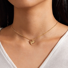 Fashion creative all-match style hummingbird pendant paper card necklace lady