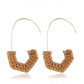 Beach style wild exaggerated rattan earrings european and american fashion vines hand-woven long tassel shell earrings