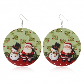 Cross-border new products european and american christmas earrings creative wild log print santa hypoallergenic ear hook earrings