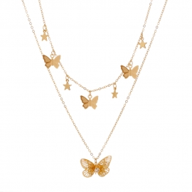 European and american cross-border jewelry simple and fashionable new products wild golden butterfly multi-layer necklace female ins accessories