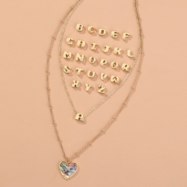 European and american fashion handmade diy jewelry 26 letter set abalone shell love pendant simple versatile multi-layer necklace