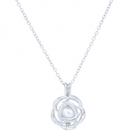 Ebay hot sale openable pearl cage small photo box necklace hollow flower short clavicle chain accessories