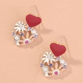 European and american cross-border jewelry temperament fashion retro earrings love flower hollow earrings inlaid with colored diamonds dripping earrings