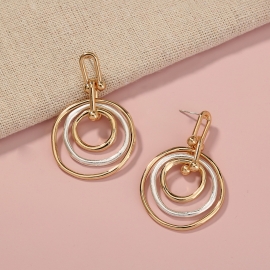S925 silver needle european and american niche design new product gold and silver finish retro hong kong style earrings geometric shape earrings