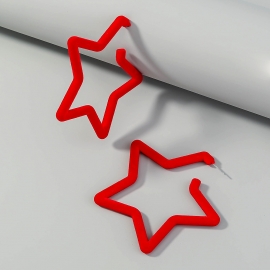 European and american wish new simple and versatile red new year earrings, triangular five-pointed star fashion shape earrings women