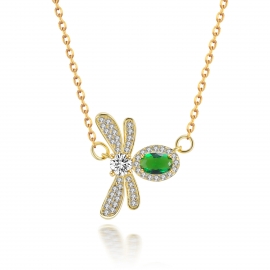 Small bee necklace 18k gold and silver zircon copper with gold electroplated finished necklace and zircon pendant