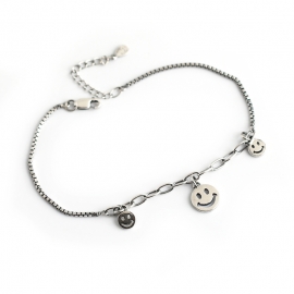 Small fresh thai silver retro expression smiley s925 sterling silver bracelet bracelet female