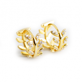 Light luxury exaggerated gold diamonds olive leaf s925 sterling silver earrings earrings earrings female