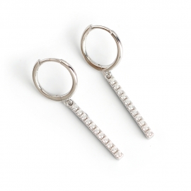 Wild diamond-set square bar s925 sterling silver earrings earrings accessories