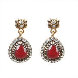 Earrings super flash drop diamonds retro personality lady earrings european and american anti-allergic earrings