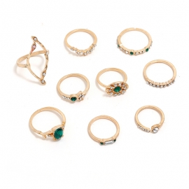 European and american cross-border new joint ring hot selling retro exaggerated geometric multi-piece combination 9 piece set ring wholesale