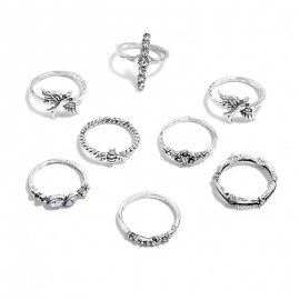 New zinc alloy inlaid blue turquoise ring 8-piece combination ring set fashion ol lady ring