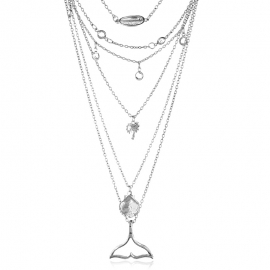 European and american personality fashion sexy shell coconut fish tail pendant 6-layer necklace clavicle chain necklace