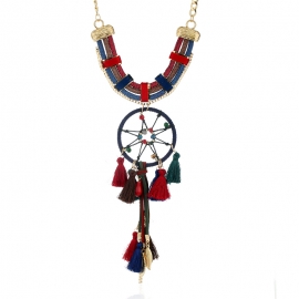 New jewelry tassel necklace amazon explosive color ethnic dreamcatcher necklace