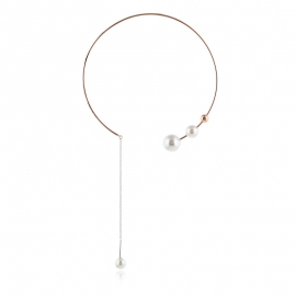 European and american exaggerated simple pearl tassel necklace fashion trend niche design temperament versatile collar