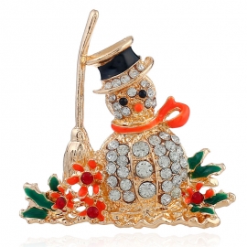 European and american fashion clothing creative high-end brooch golden christmas snowman brooch