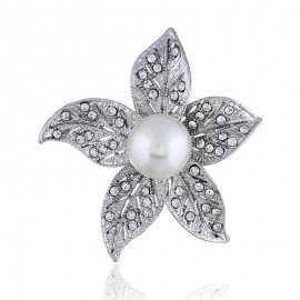 Pearl corsage inlaid zircon lotus brooch sweater with accessories