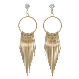 Korean version of zircon exaggerated hypoallergenic female european and american metal long tassel earrings fashion earrings earrings wholesale jewelry