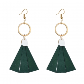 New korean earrings fashion temperament big triangle wooden earrings jewelry round exaggerated earrings wholesale