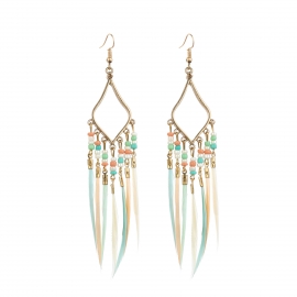 New earrings bohemian silk edge feather earrings jewelry amazon rice beads fashion personality cross-border earrings