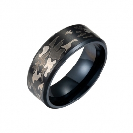 Camouflage tri-color ring yiwu factory small jewelry spot wholesale hot style military fan titanium steel jewelry