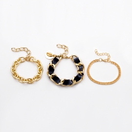 European and american cross-border jewelry, simple geometric punk exaggerated combination jewelry, personalized flannel shell pendant bracelet female