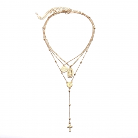 European and american cross-border jewelry, simple letters, round card items, female multi-layer sexy tassel necklace sweater chain