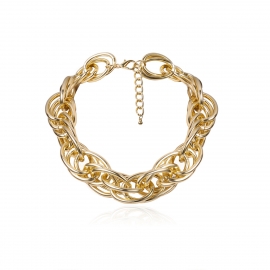 European and american cross-border jewelry, simple geometric oval hollow necklace, female personality interlocking original chain necklace